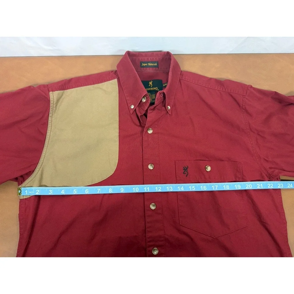 Browning Red Long Sleeve Hunting Shirt Super Naturals Outdoor Snap Rugged Sz M